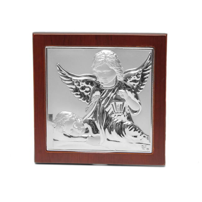 Дитяча Ікона Ангел Хранитель у сріблі 15x15см