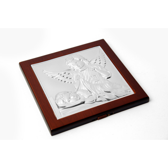 Дитяча Ікона Ангел Хранитель у сріблі 15x15см