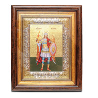 Ікона Архангел Михаїл 29х24 см срібна рамка з позолотою під склом