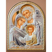 Ікона срібна Святе Сімейство 5,8х7,5см на пластиковій основі (Греція) 