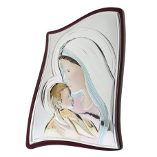 Ікона в католицькому стилі "Марія з немовлям" 21,5x29,5см срібний оклад, вкритий емаллю