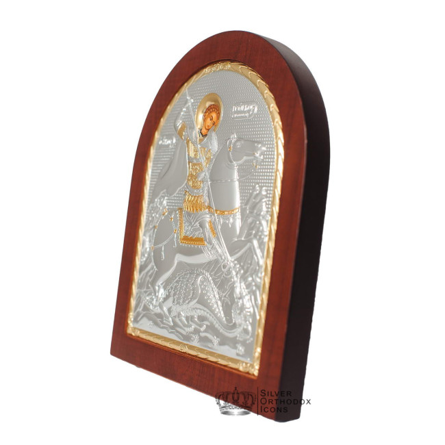 Святий Георгій Побідоносець 14,7х18см Срібна Ікона, виготовлена у Греції