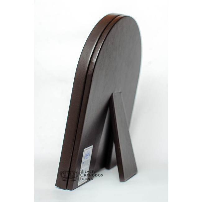 Свята Сім'я 21х26см Срібна Ікона під Склом, обгорнута темною шкірою (Греція)