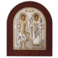 Ікона "Архангел Михаїл та Гавриїл" 15,6х19 см у срібному окладі (Греція)