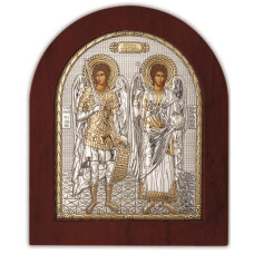 Ікона "Архангел Михаїл та Гавриїл" 15,6х19 см у срібному окладі (Греція)