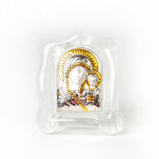 Казанська Богородиця. Ікона в білому склі Мурано 4,5х5см (срібний оклад)