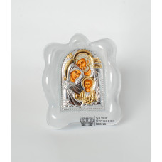 Ікона срібна "Свята Сім'я" в муранському склі 70х90 мм