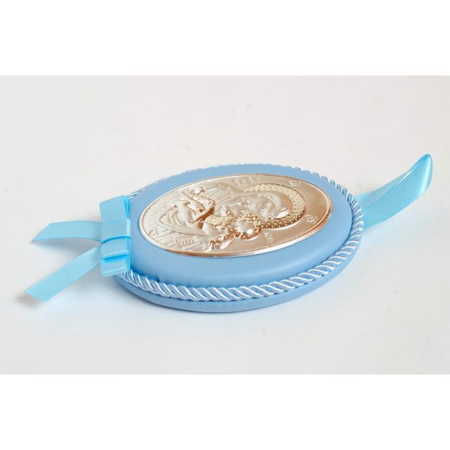 Подарунковий набір срібна рамка для фото 17х13см ікона на подушечці 10х5 см