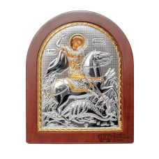 Святий Георгій Побідоносець 5,2х6,8см Срібна Ікона, виготовлена у Греції