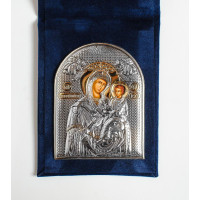 Ікона-складень Богородиця Скоропослушниця 5,5x7cм в оксамитовій основі