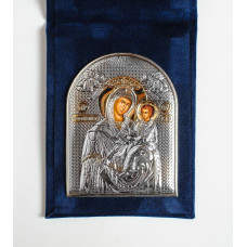 Ікона-складень Богородиця Скоропослушниця 5,5x7cм в оксамитовій основі