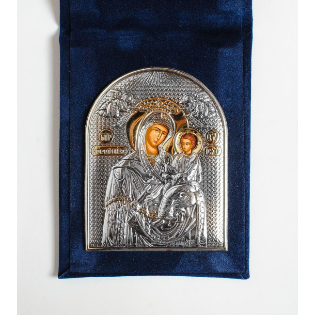 Ікона-складень Богородиця Скоропослушниця 5,5x7cм в оксамитовій основі