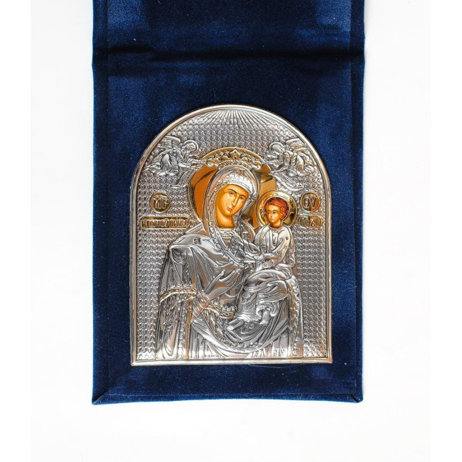 Ікона-складень Богородиця Скоропослушниця 5,5x7cм в оксамитовій основі