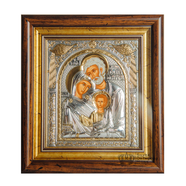 Святе Сімейство 25,7х23,3 см Срібна ікона в кіоті під склом