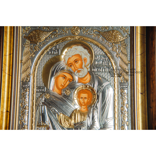 Святе Сімейство 25,7х23,3 см Срібна ікона в кіоті під склом
