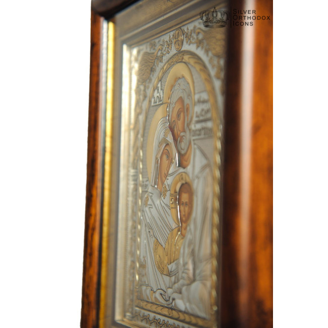 Святе Сімейство 25,7х23,3 см Срібна ікона в кіоті під склом