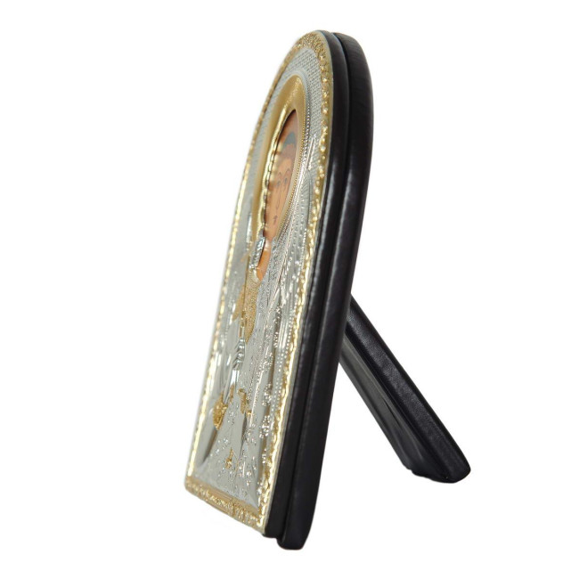 Ангел Хранитель  10,5х8,5см Серебряная Икона обтянутая в кожу