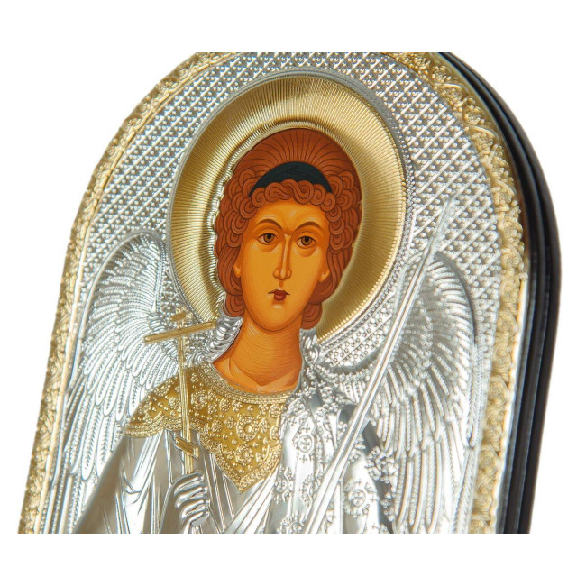 Ангел Хранитель  10,5х8,5см Серебряная Икона обтянутая в кожу