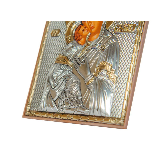 Срібна ікона Володимирська Божа Матір 5,6х4см на пластиковій основі, Греція