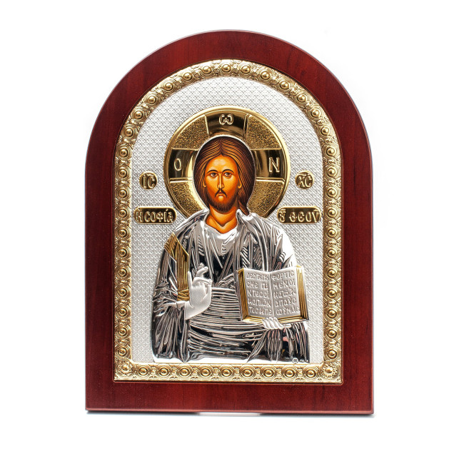 Ісус Христос Спаситель 20х25см, грецька срібна ікона