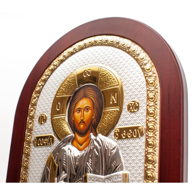 Ісус Христос Спаситель 20х25см, грецька срібна ікона
