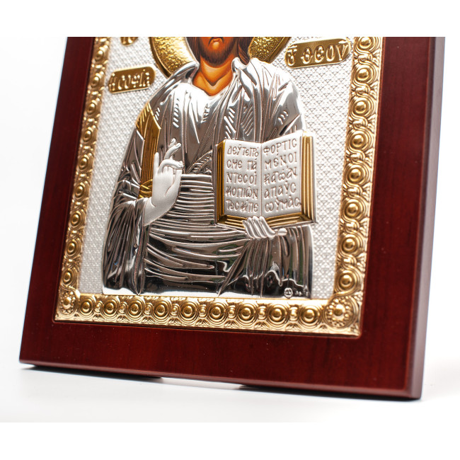 Ісус Христос Спаситель 20х25см, грецька срібна ікона