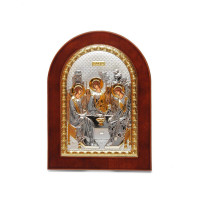 Икона Святая Троица 15х19см в серебряном окладе с позолотой (Греция)