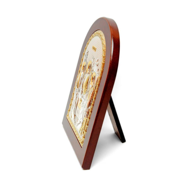 Икона Святая Троица 15х19см в серебряном окладе с позолотой (Греция)