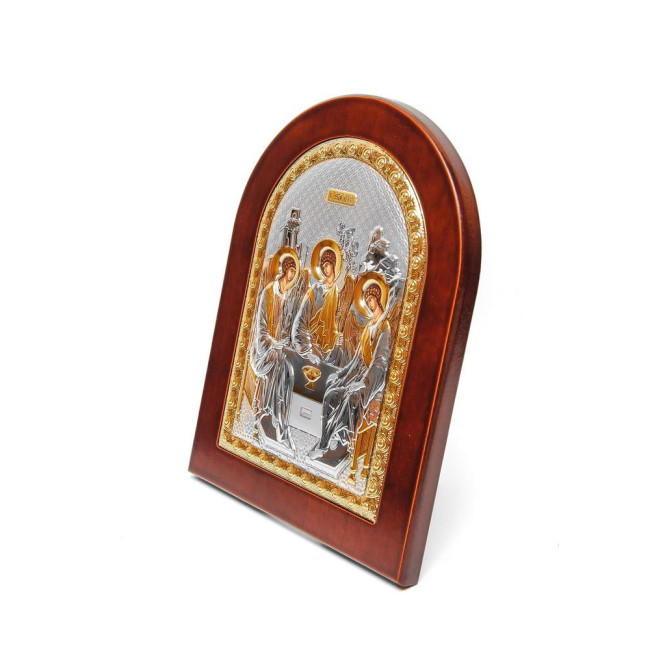 Икона Святая Троица 15х19см в серебряном окладе с позолотой (Греция)