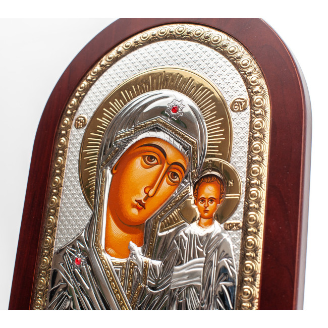 Ікона Казанська Божа Матір в срібному окладі з позолотою