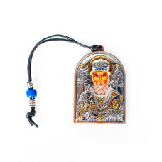 Оберіг для водія. Іконка Миколая Чудотворця. 5,5х4см на мотузочці