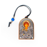 Іконка в машину на мотузочці. Ангел Хранитель та Володимирська Богородиця (двостороння) 5,5х4см