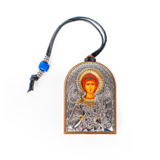 Іконка в машину на мотузочці. Ангел Хранитель та Володимирська Богородиця (двостороння) 5,5х4см