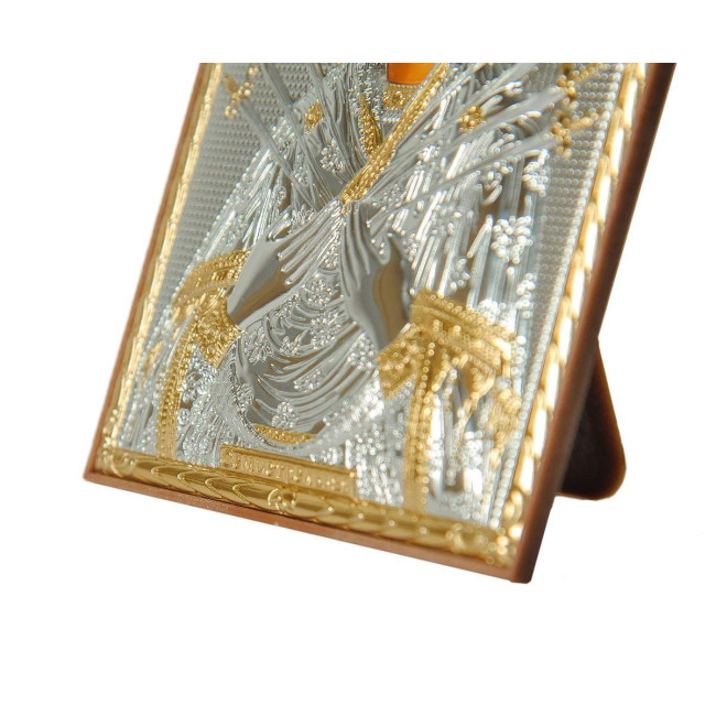 Ікона срібна Семистрільна Божа Матір 5,8х7,5 см на пластиковій основі (Греція)