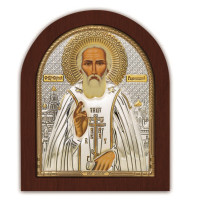 Ікона "Сергій Радонезький" 15,6х19 см у сріблі та позолоті (Греція)