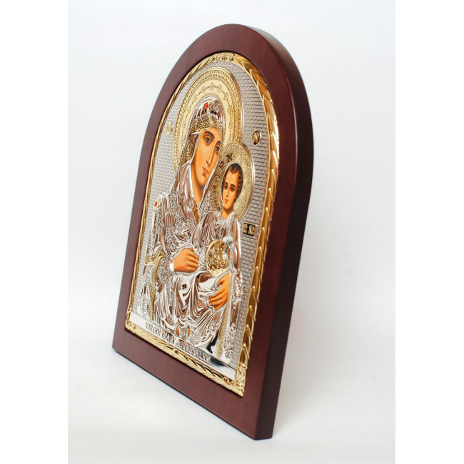 Єрусалимська Божа Матір 31х26 см Грецька ікона в сріблі та золоті (GOLD)