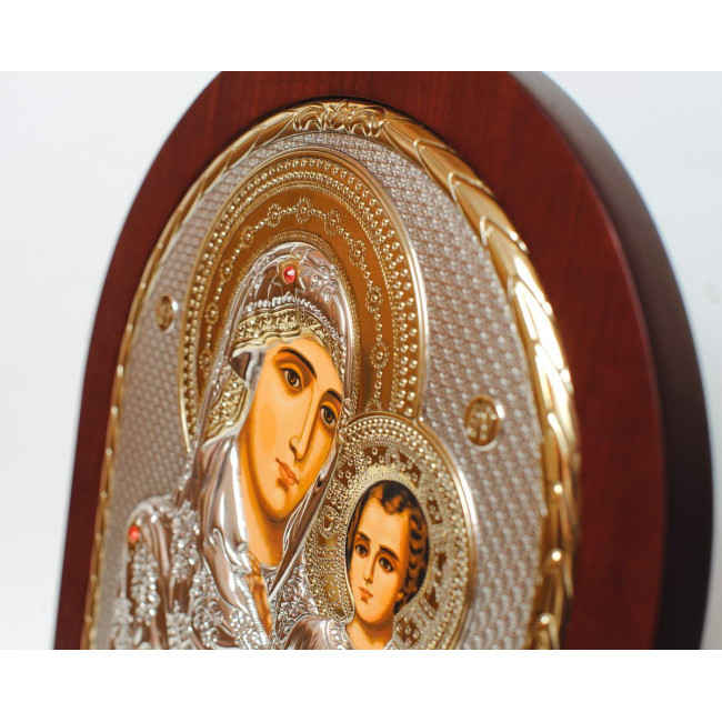 Єрусалимська Божа Матір 31х26 см Грецька ікона в сріблі та золоті (GOLD)
