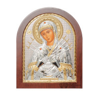 Срібна ікона Семистрільна Божа Мати 8,1 х 9,7 см (Греція) з позолотою
