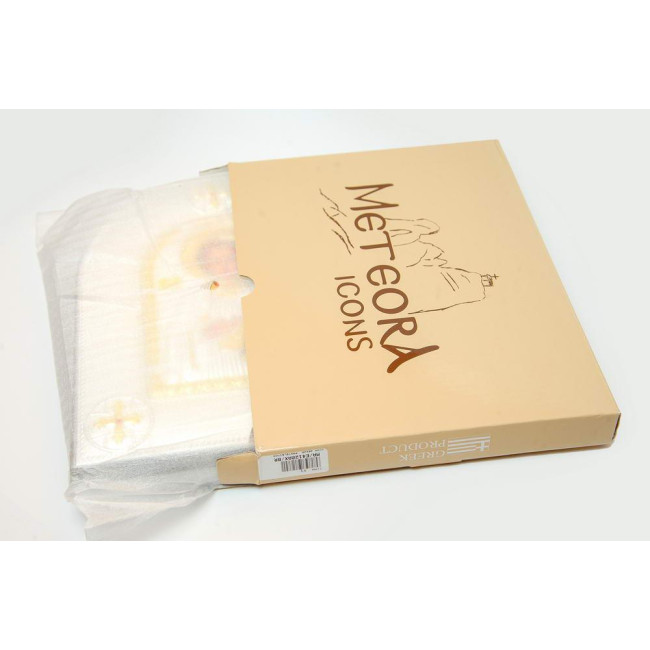 Ікона Святого Пантелеймона Цілителя, срібний оклад із позолотою в шкіряній оправі (20х25см)