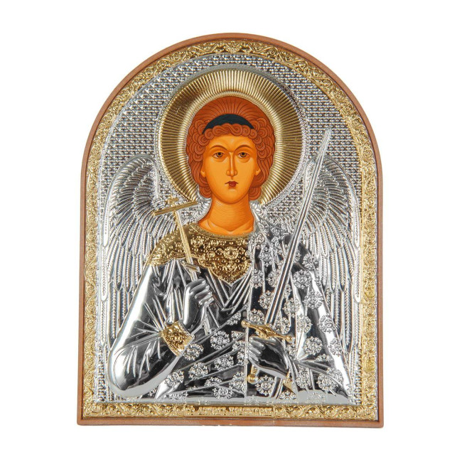 Ікона Ангел Хранитель 8,5х10,5 см у сріблі в пластиковому кіоті (Греція)