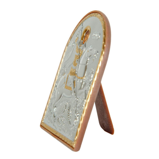 Георгій Побідоносець 15,5х12см Срібна ікона на пластиковій основі (Греція)