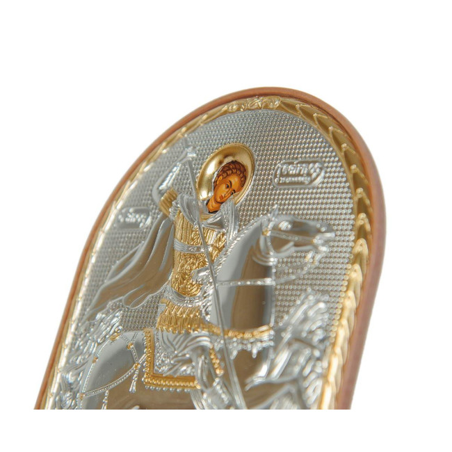 Георгій Побідоносець 15,5х12см Срібна ікона на пластиковій основі (Греція)