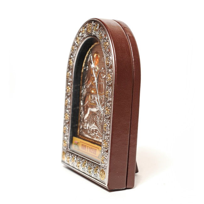 Ікона Георгія Побідоносця 21.5x16.5см в срібному окладі під склом (з Греції)