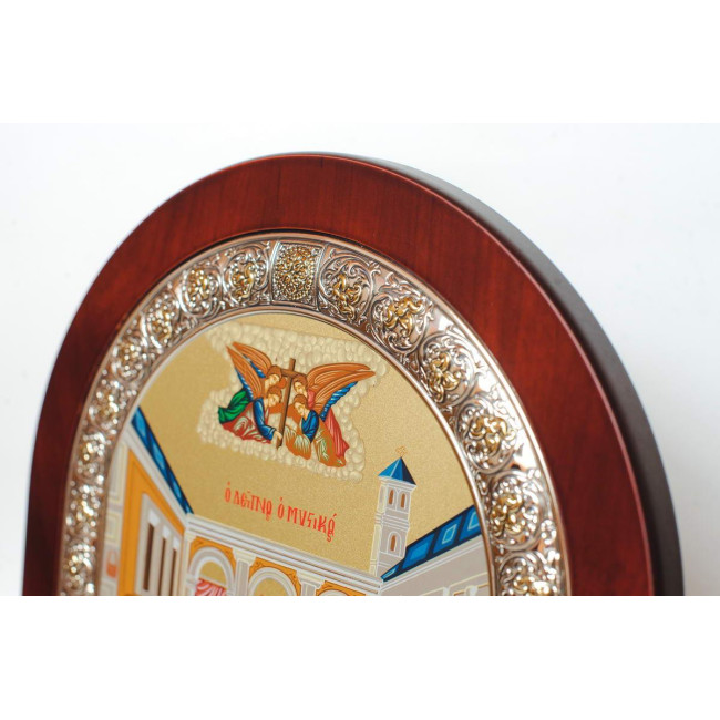 Ікона Таємна Вечеря 26х31см аркової форми в срібній рамці з позолотою