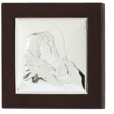 Ікона католицька "Марія з Ісусом" у срібному окладі квадратної форми 110Х110 мм