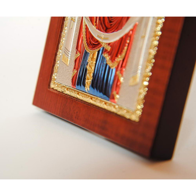 Божа Матір Покрова 11х13см у срібному окладі, вкритому різнобарвною емаллю