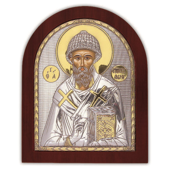 Ікона "Святий Спиридон" 15,6х19 см зі срібного окладу (Греція)