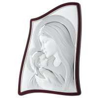 Икона "Мария с младенцем" 16,5x22,5см в серебряном окладе