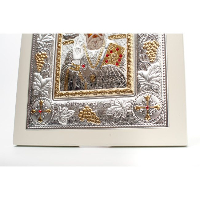 Миколай Чудотворець 12x14см аркової форми на білому дереві