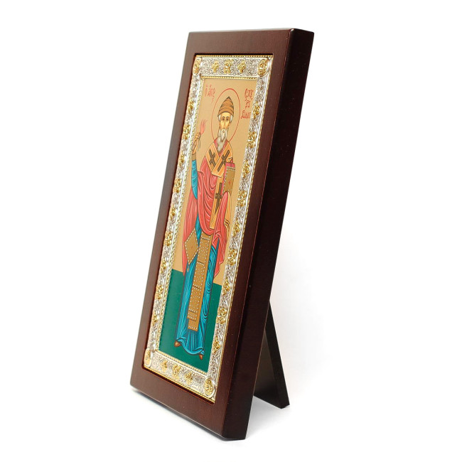 Св. Спиридон Тримифунтский 12,3x21,8см в полный рост, в серебряной рамке